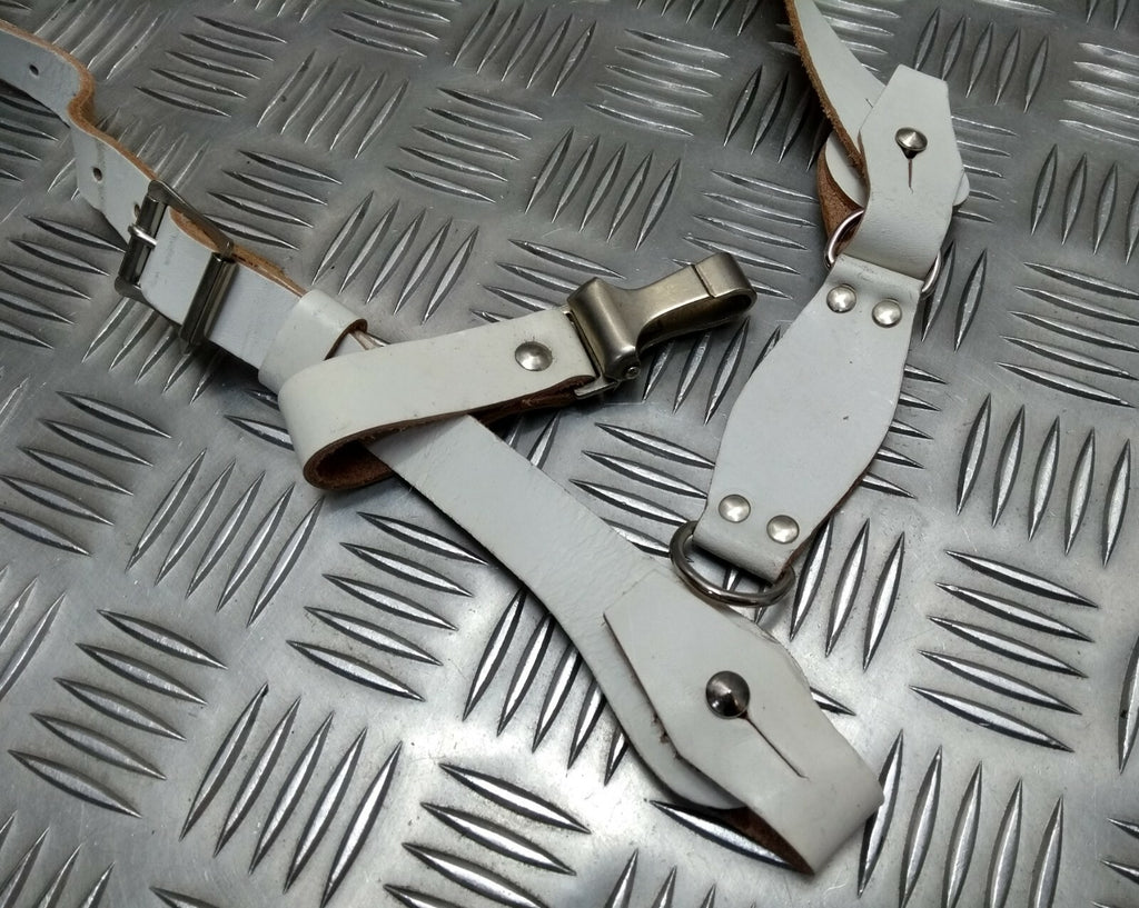 Vintage Sam Browne Strap Shoulder Cross Over White Leather Issue
