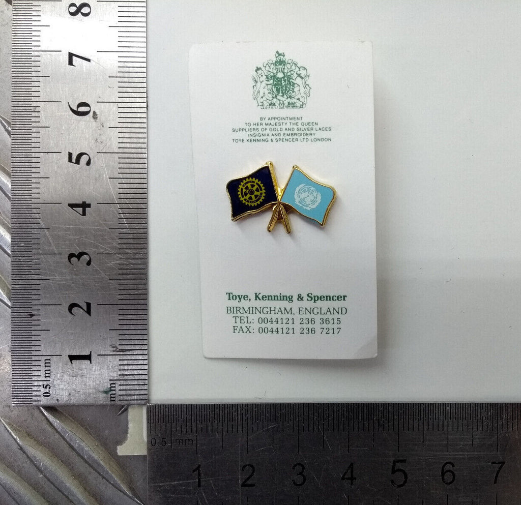 Rotary International Club Twin Flags Metal Lapel Pin Badges Set of 8 - NEW