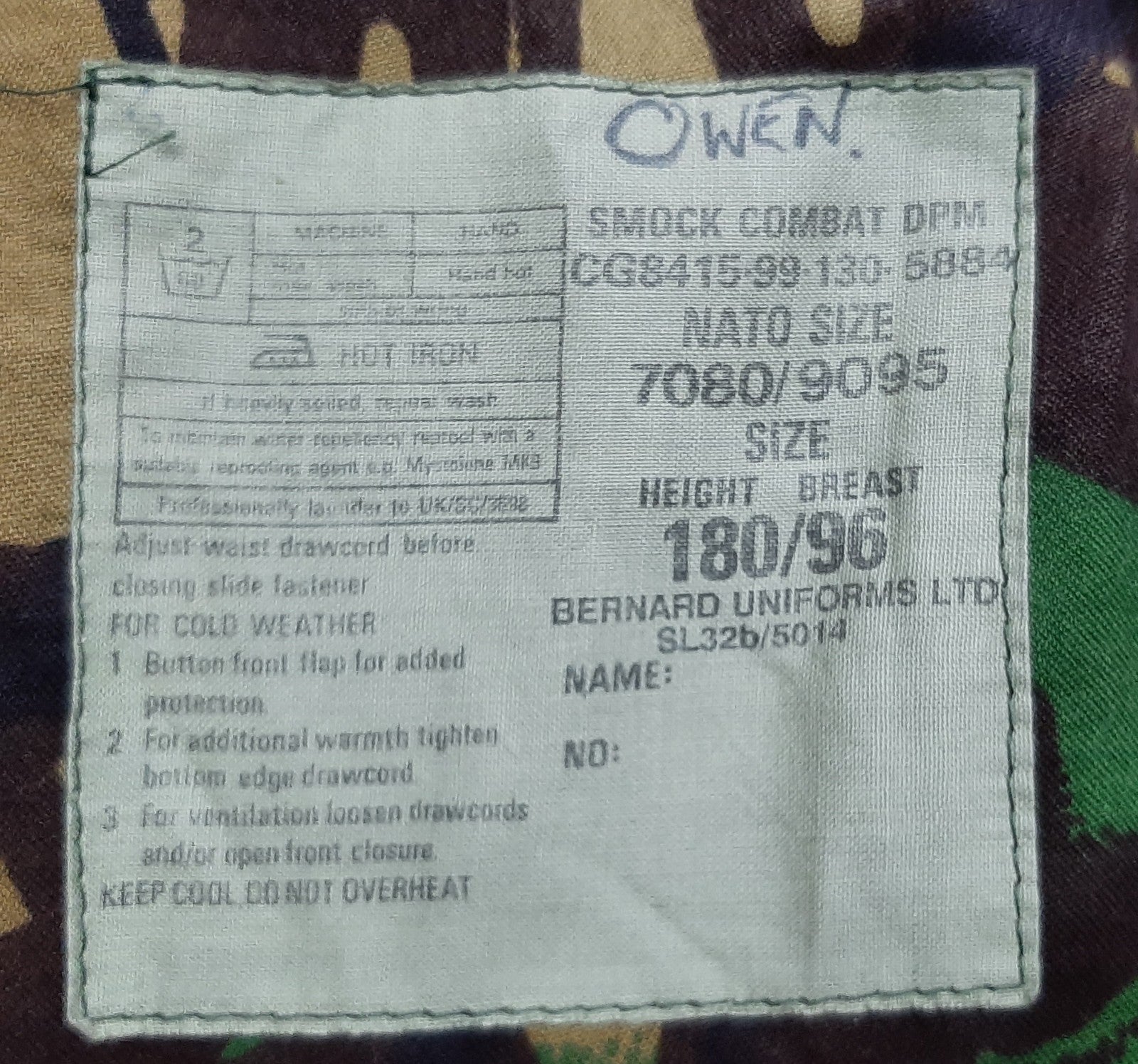 Vintage DPM Smock 85 Pattern Camo Jacket 180/96cm