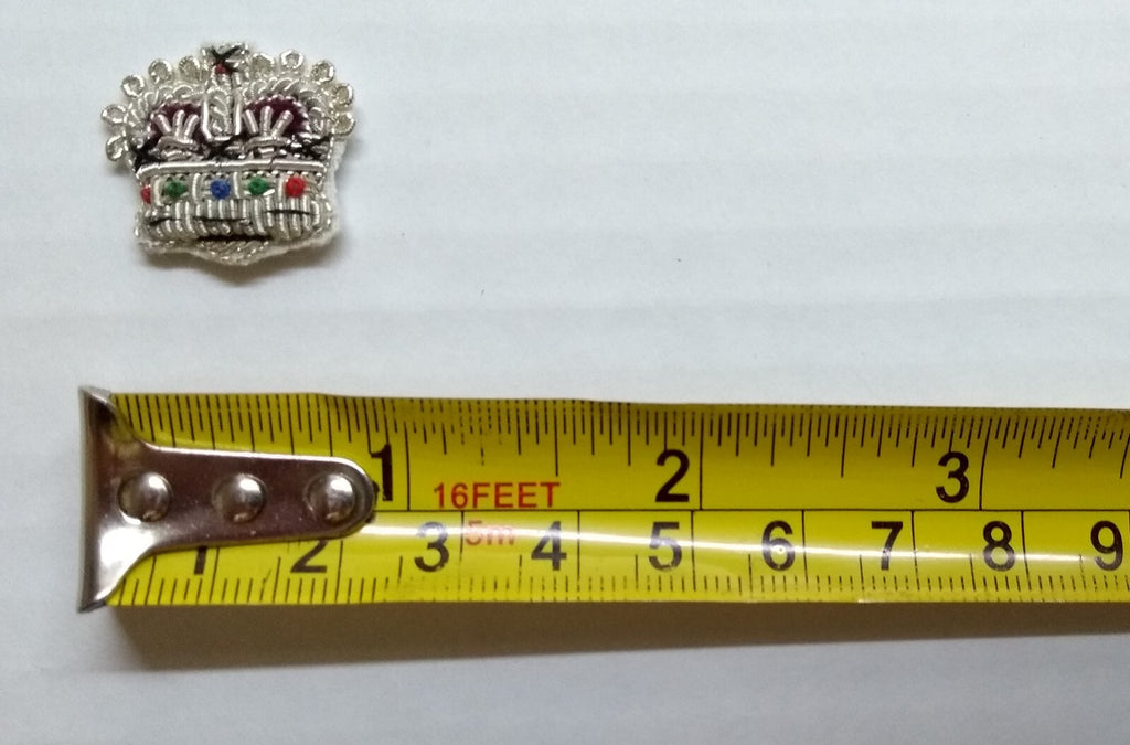 Army Silver Crowns Gilt With Crimson Padding Hand Embroidered Insignia 5/8" 1 Pr