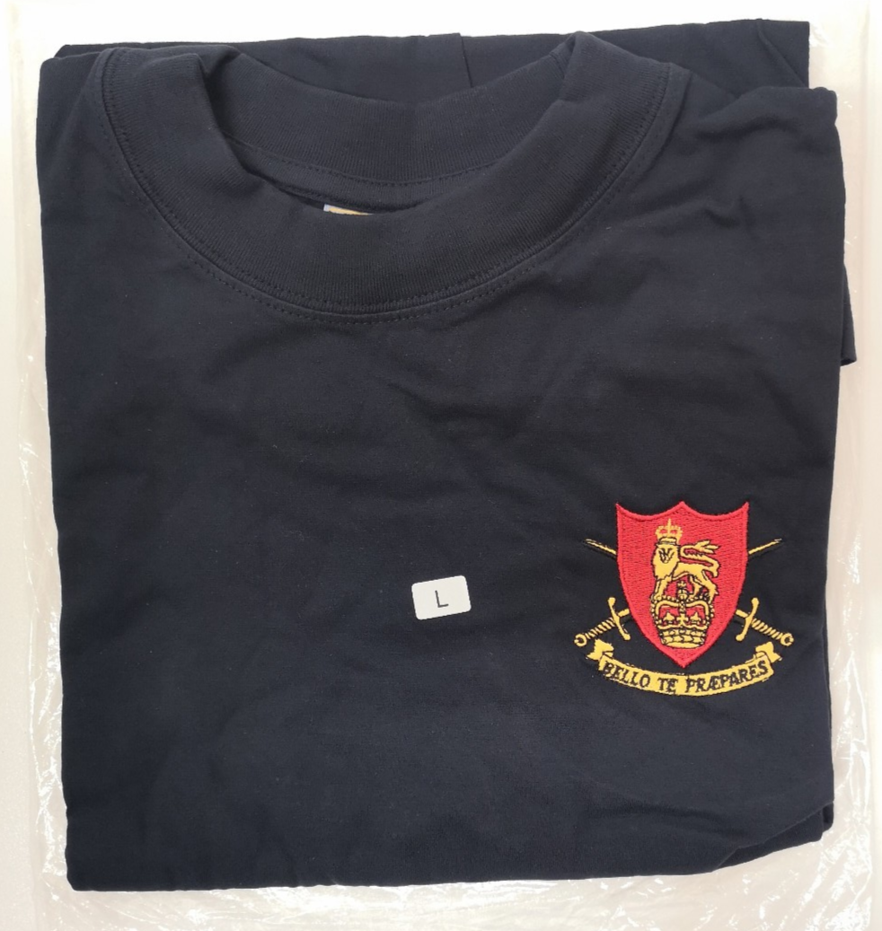 British Army Dark Blue T-shirt with Training Regiment Chest Insignia Blue Max Champion