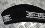 Glengarry Pipers Hat Black Pom With Silver Detailing 100% Wool Made in The UK