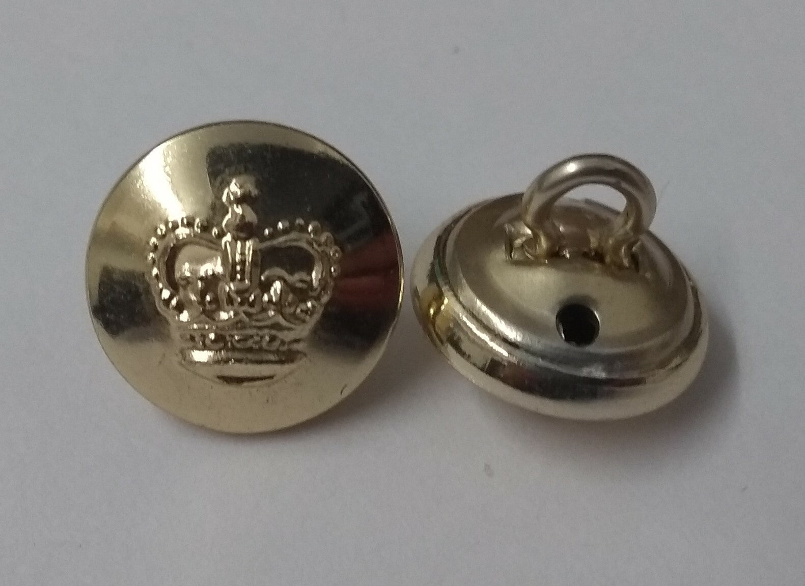 Genuine Vintage British St Edwards Crown Metal Dress Buttons X2 ASBT187