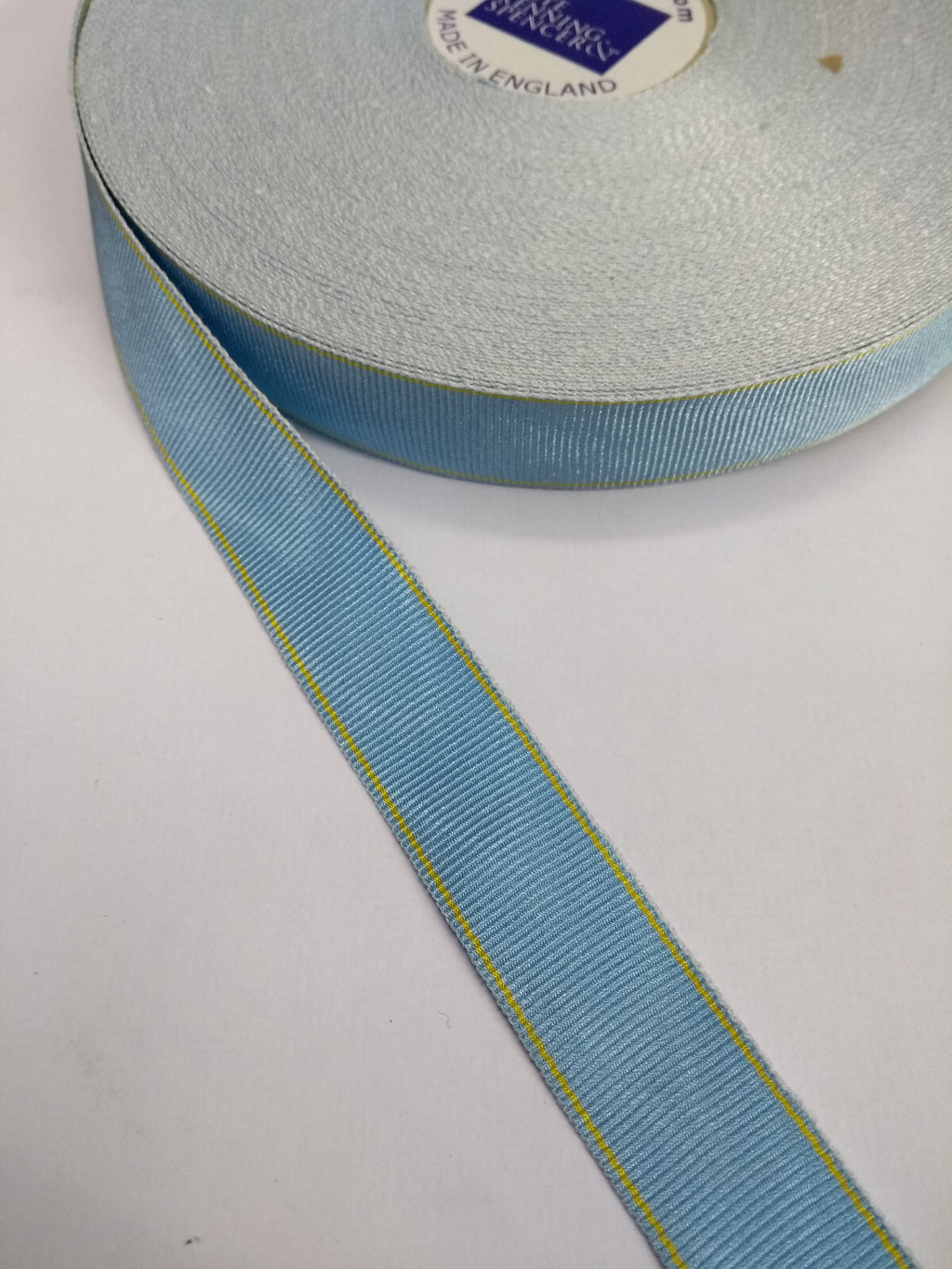 Light Blue & Yellow Ribbon 11mm Wide Genuine British Made