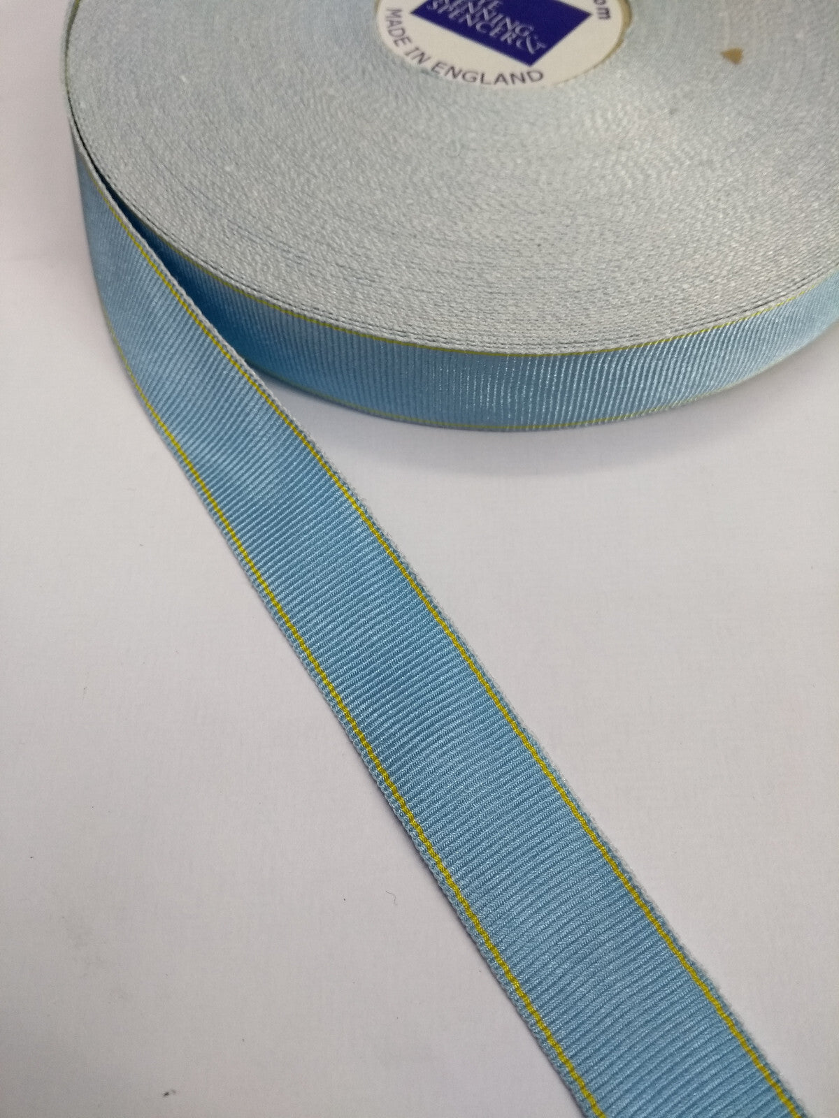 Light Blue & Yellow Ribbon 11mm Wide Genuine British Made