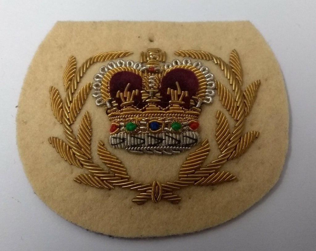 Genuine Vintage British Army Braided RQMS Laurel Crown on Maize Felt
