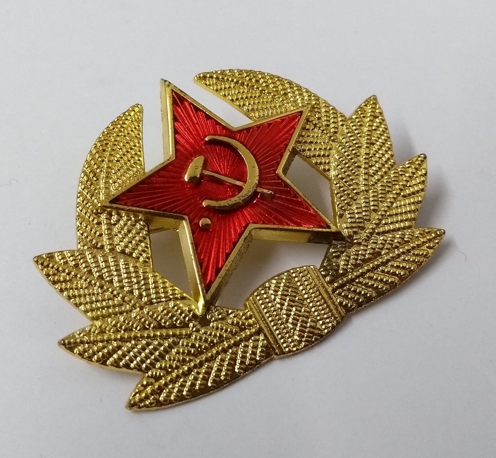USSR Hat Badge Red Star Hammer & Sickle With Laurel Wreath Visor Cap & Ushanka