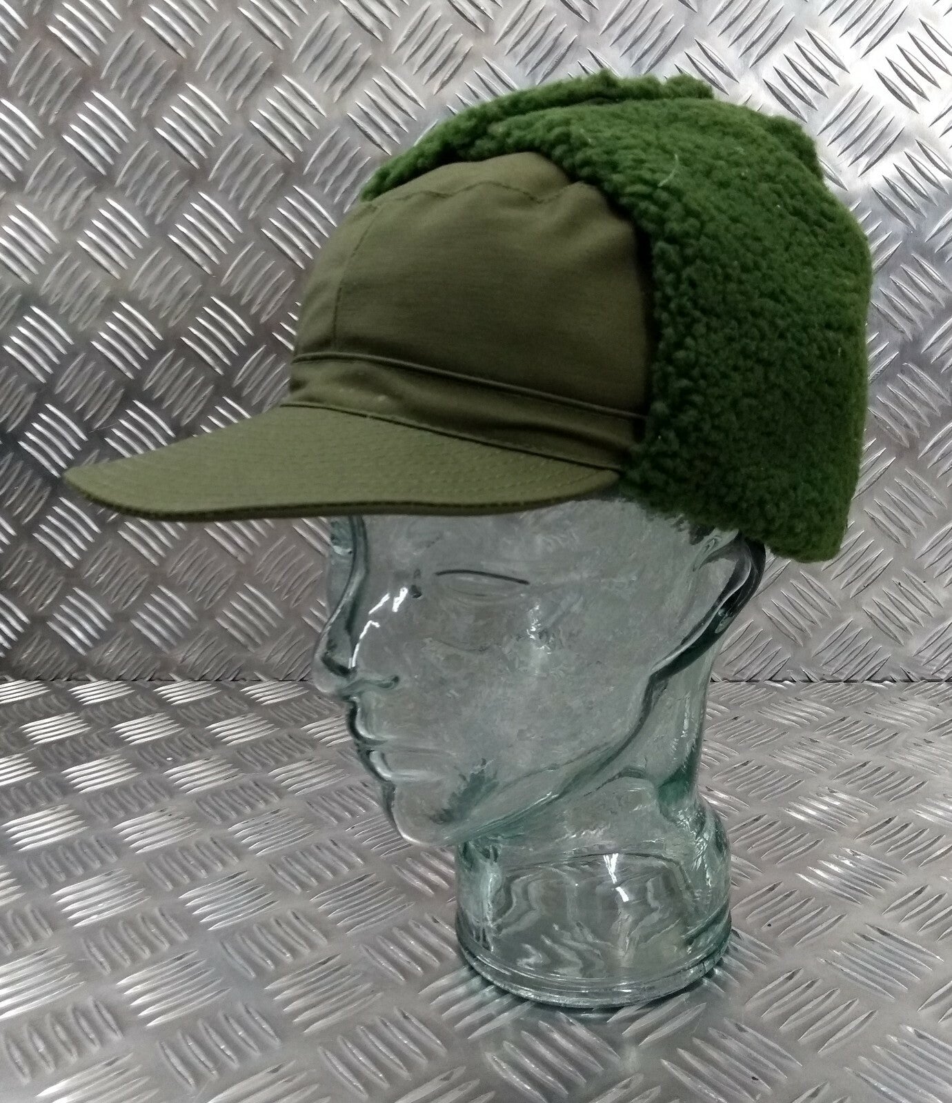 Genuine Swedish Army Olive Drab Green Cold Weather Dog / Trapper Hat 58cm DK1
