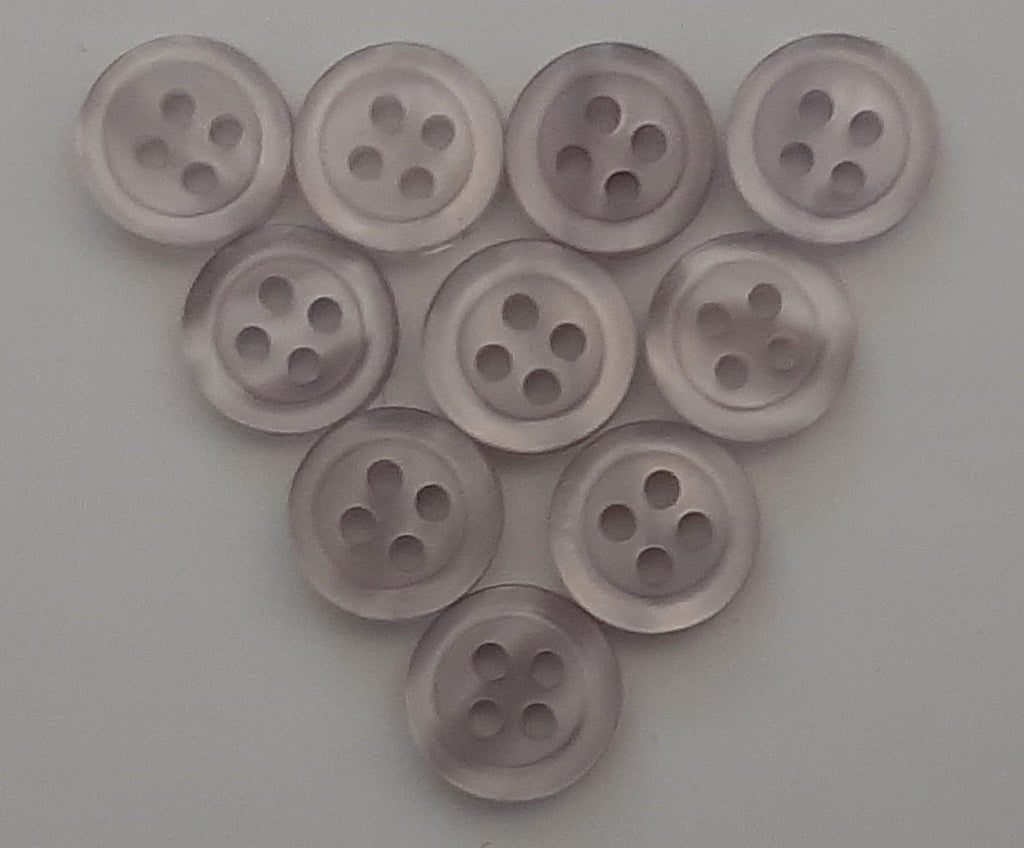 10 Vintage Buttons 4 Hole For Dress Shirts Pearlesque Cool Blue 9.9mm NOS