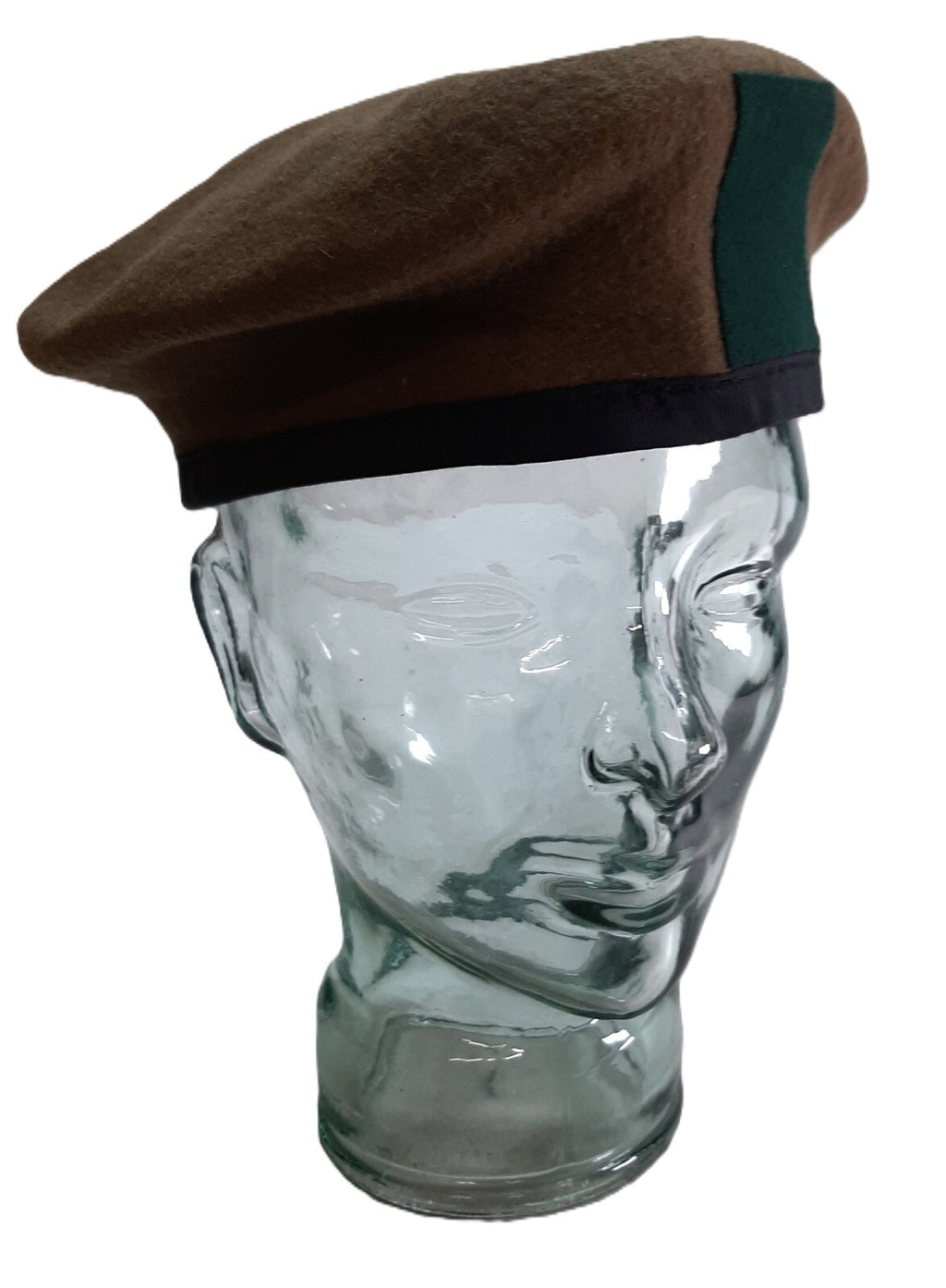 Khaki Beret Cap OFC Pattern Petersham Rim by Goldings 55cm