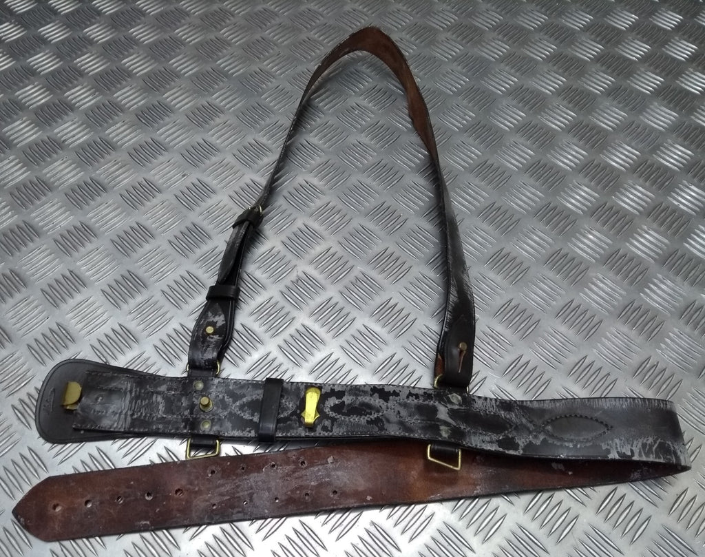 Sam Browne Brown Leather Belt & Shoulder Strap British Issue No Main Buckle