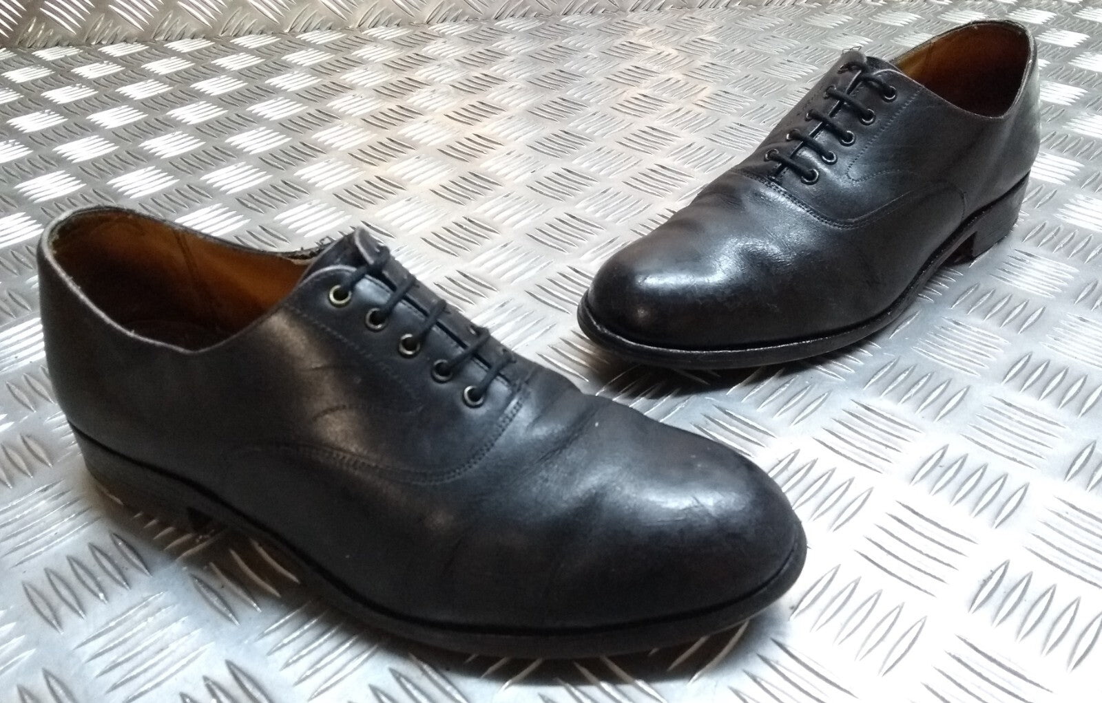 Naval Oxford Shoe British Navy Officers Dress Uniform Without Toe Cap UK 8.5