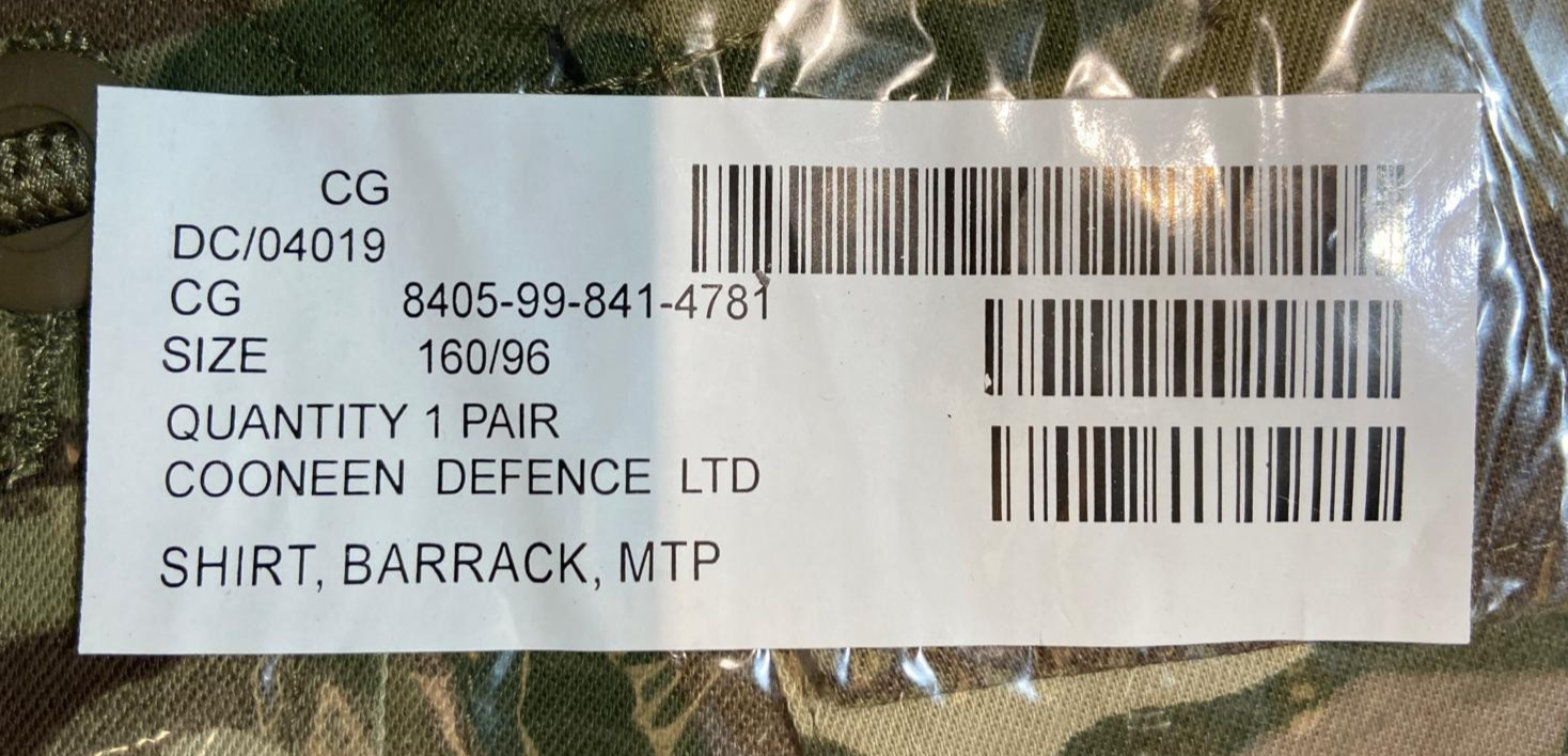 MTP Camo Shirt British Barrack Multicam PCS Multi Terrain 160/96 NEW