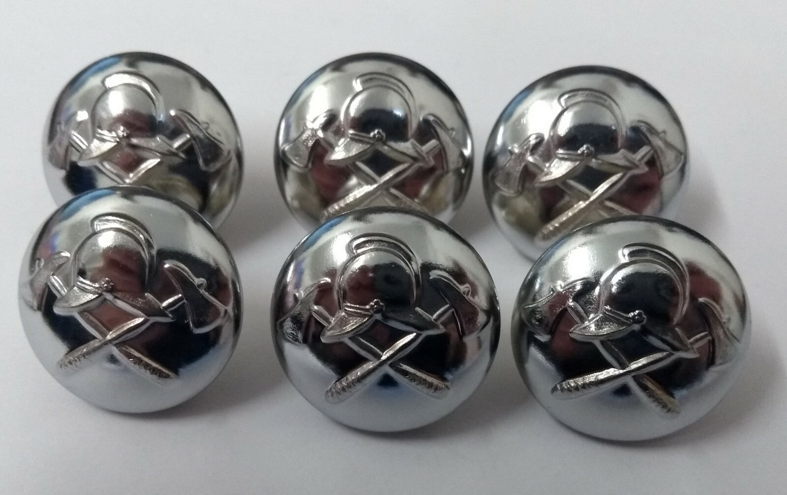 Obsolete Army Firefighters Dress Chrome Buttons 36L Ring Back Shank - NEW