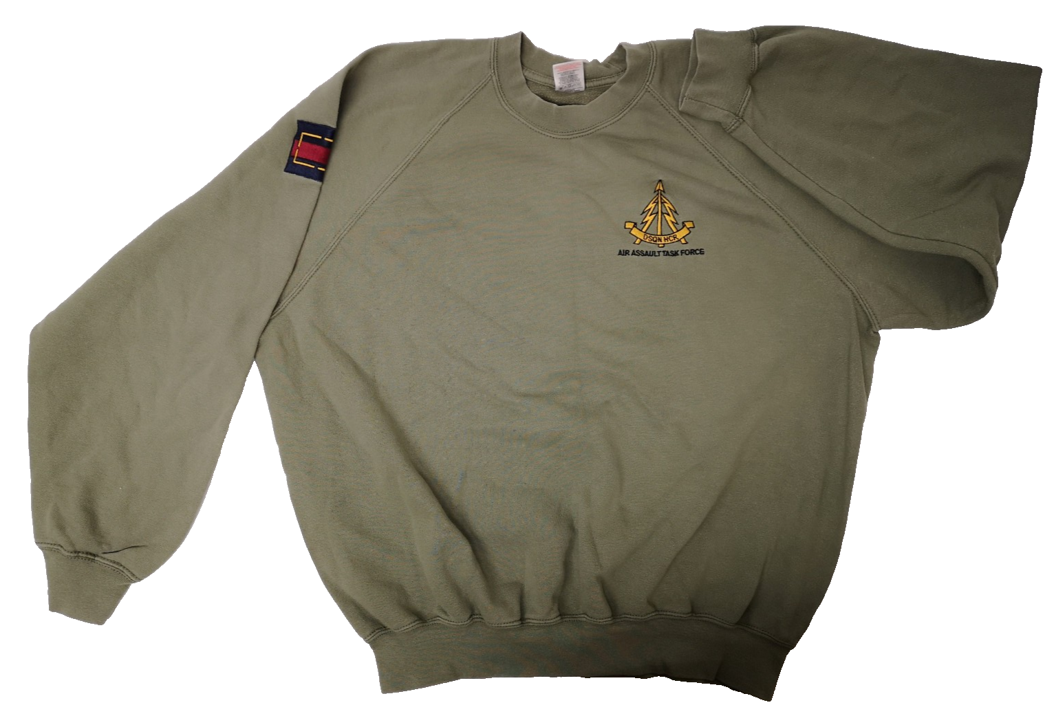Light Olive Sweat Jumper with Air Assault Task Force Chest Insignia