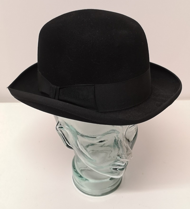 Black Homburg Churchill style Hat by Battesby (Diplomat) Size 58cm UK 7 1/4