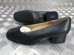Womens Girls Fenella Leather Med Block Heel Court Shoe Office Work Footlites NEW