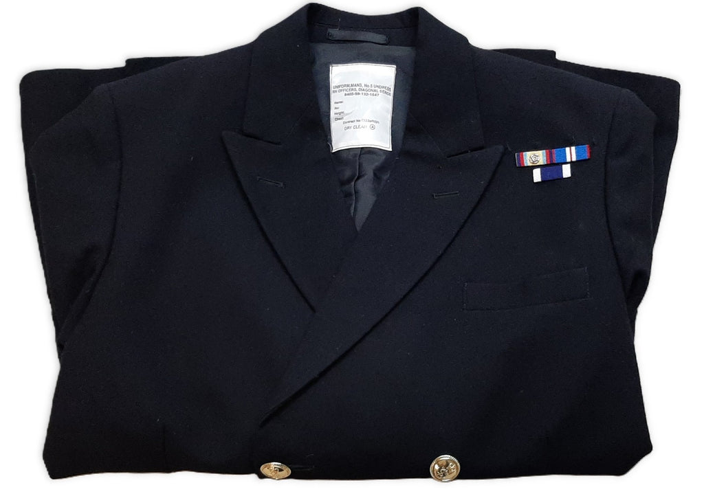 RN No5 Jacket British Naval Ofc Lt Com 8 Button Diagonal Serge