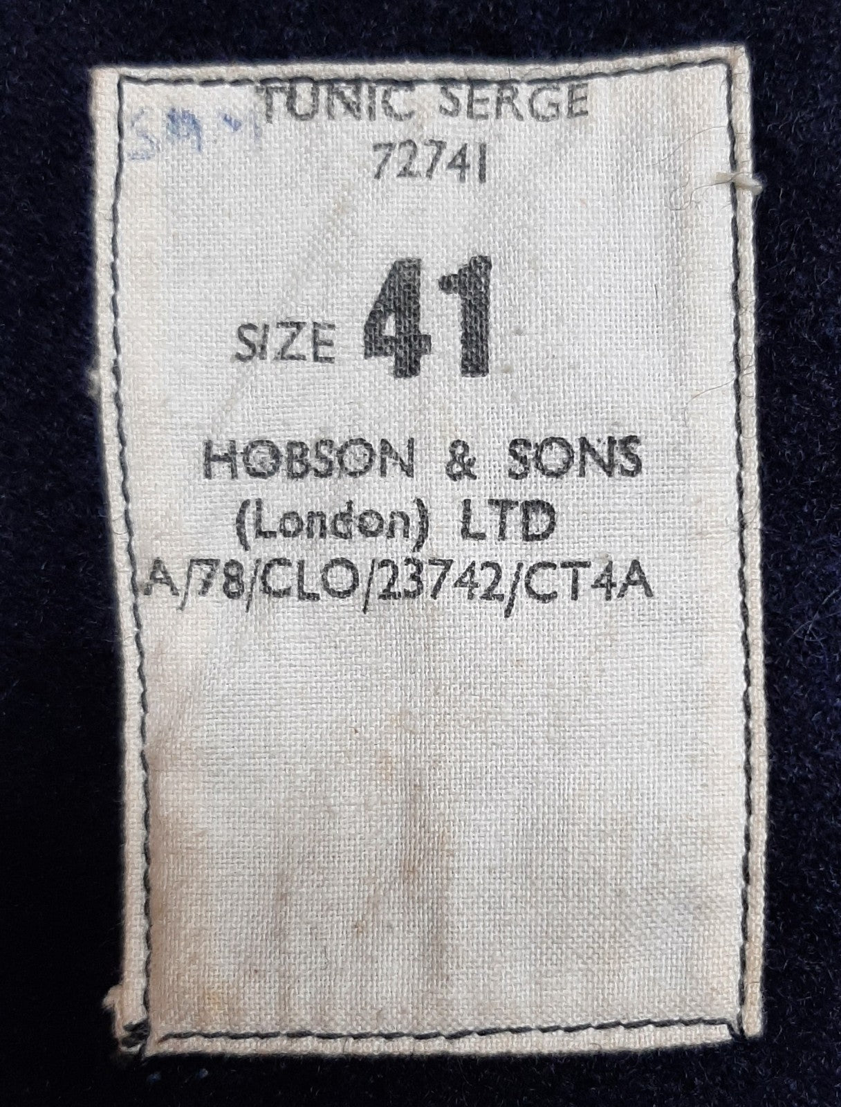 Vintage Marines Tunic Blue Serge British RM Hobson & Sons (London) Ltd Size 41
