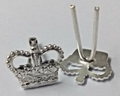 Rank Crown 3/8" Dead Silver Officers Insignia Wire Fitment x 2 NEW