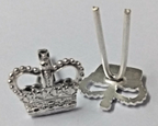 Rank Crown 3/8" Dead Silver Officers Insignia Wire Fitment x 2 NEW