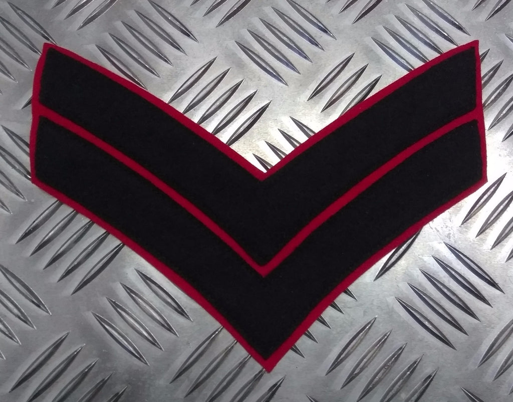 Corporal Rank Stripes 2 Chevrons Navy Blue on Red Genuine British Army EPB14