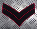 Corporal Rank Stripes 2 Chevrons Navy Blue on Red Genuine British Army EPB14