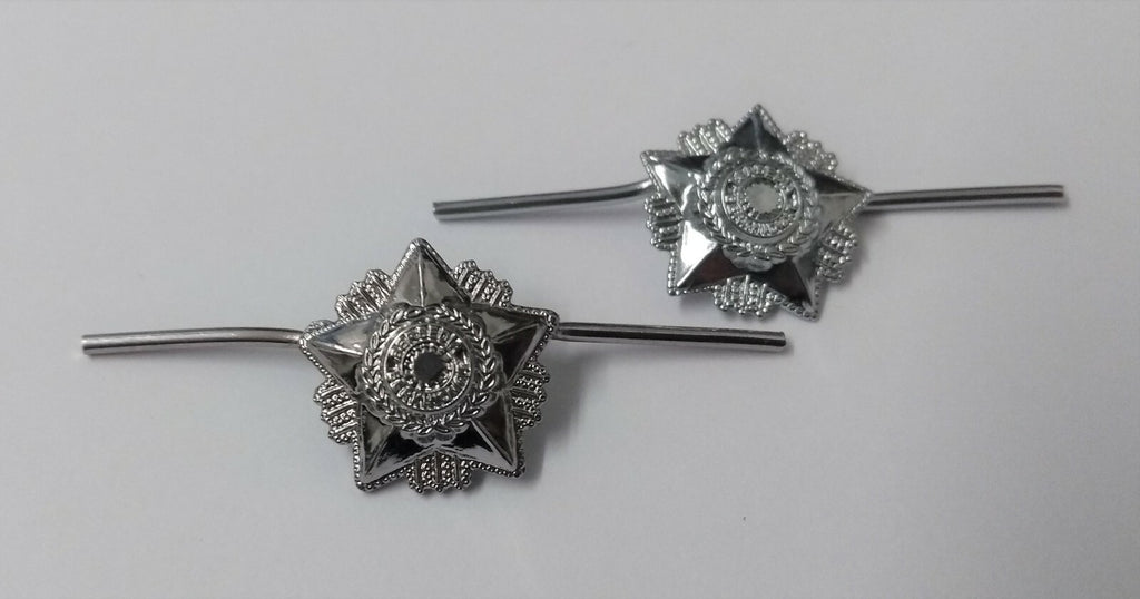 5 Point Stars Miniature Chrome Prong Back Obsolete Pattern- NEW