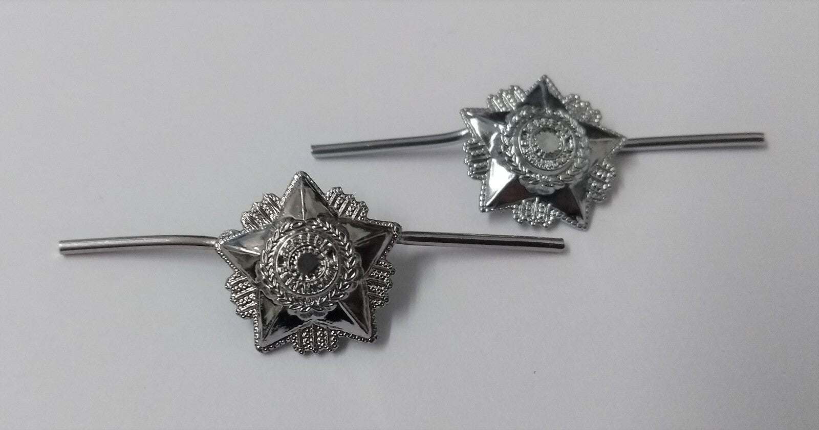 5 Point Stars Miniature Chrome Prong Back Obsolete Pattern- NEW