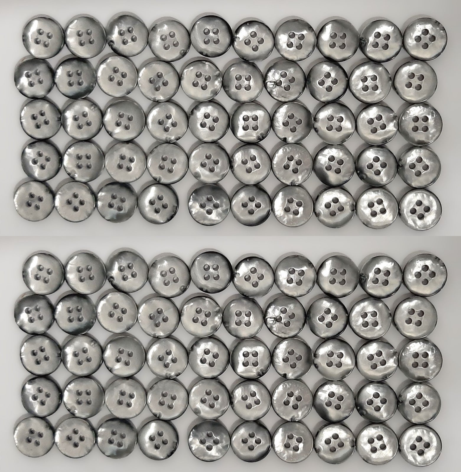 Buttons Vintage 4 Hole Shirt / Shank Anchors Pearlesque Old Silver 10.5mm 100