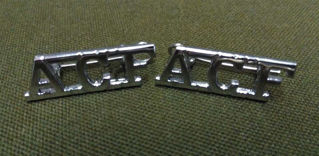 Genuine British "ACF" Chrome Army Cadet Force Shoulder Title Badges BRAND NEW