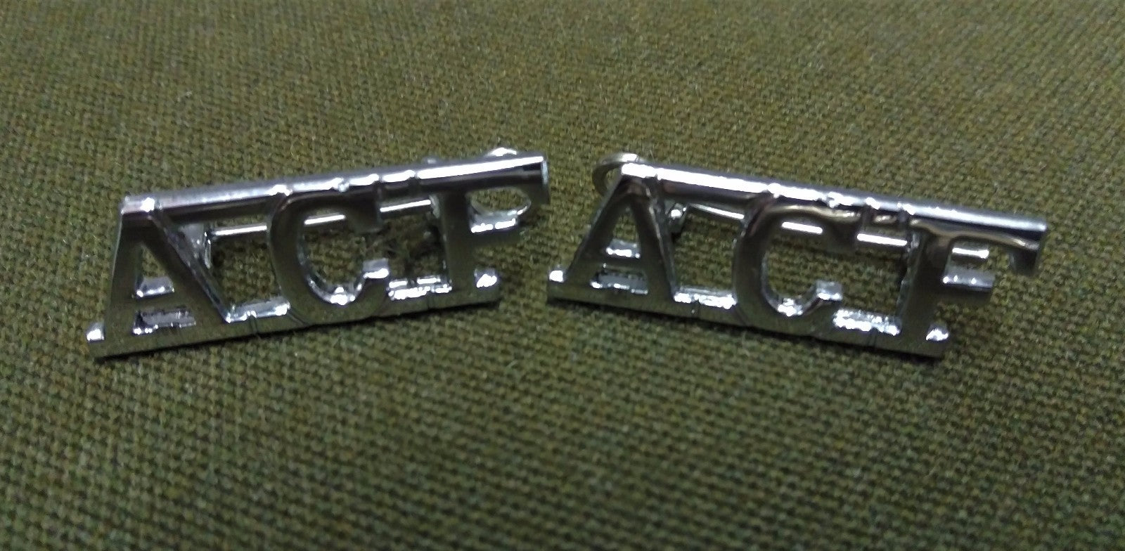 Genuine British "ACF" Chrome Army Cadet Force Shoulder Title Badges BRAND NEW
