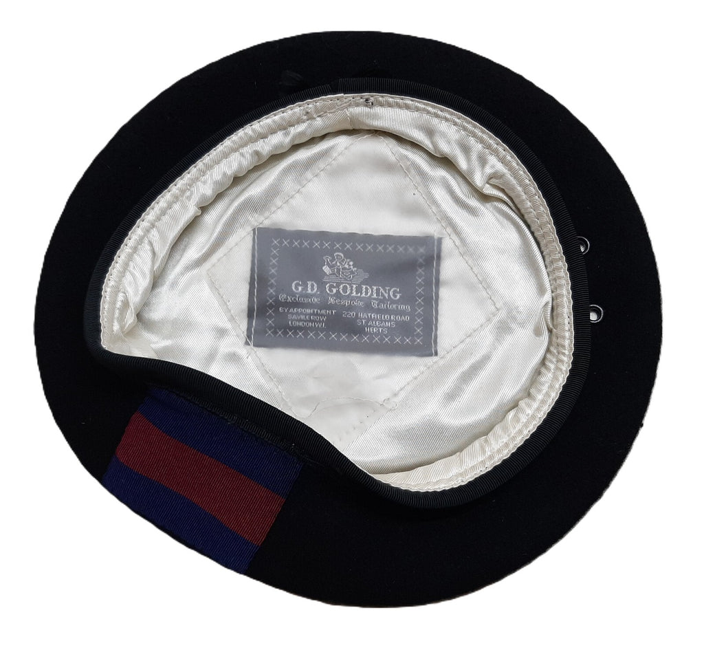 Black Guards Beret Officers Petersham Band British Army Headwear by Golding 55cm