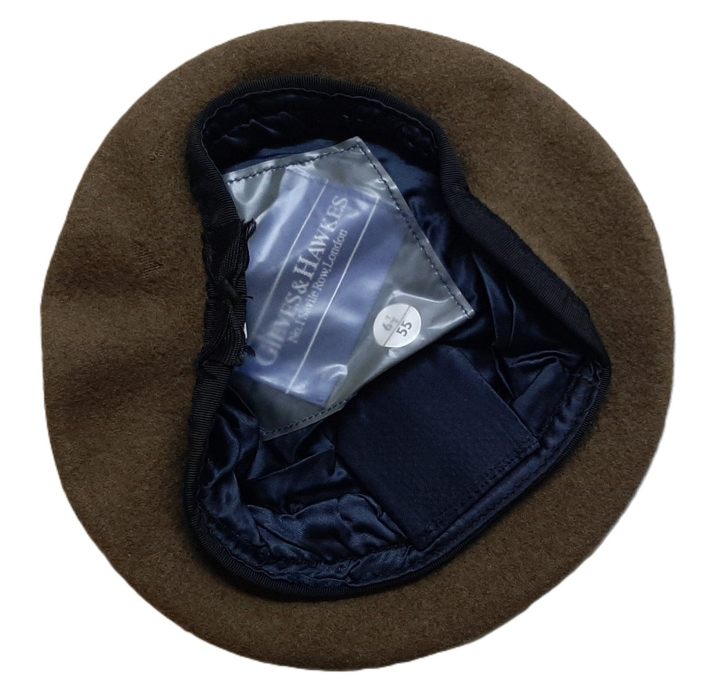No2 Khaki Beret Cap Gieves & Hawkes UK OFC Pattern with Petersham Trim 55cm