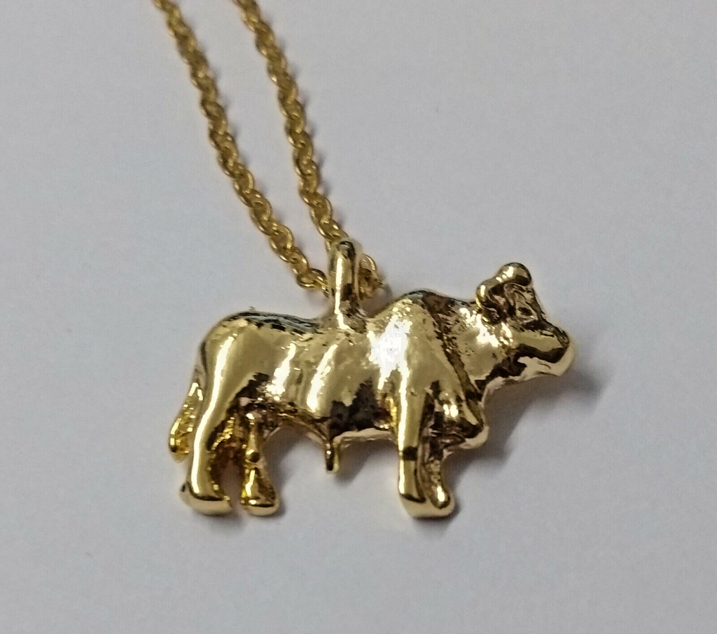 Genuine British Made 18" Fine Chain Gold Coloured Necklace & Bull - NEW