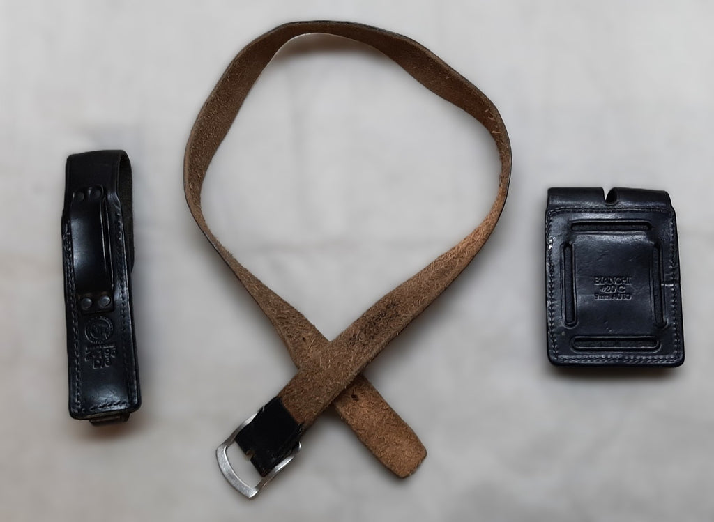 Leather Belt 36" With Bianchi Double Ammo Pouch and PWL Telescopic Baton Holder