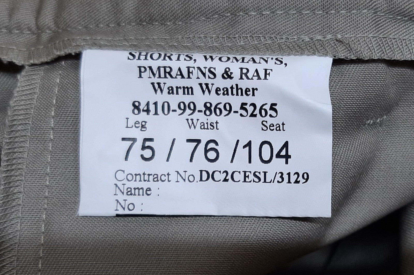 Woman's Stone Shorts Warm Weather Tropical  Safari Type Air Force PMRAFNS 76cm