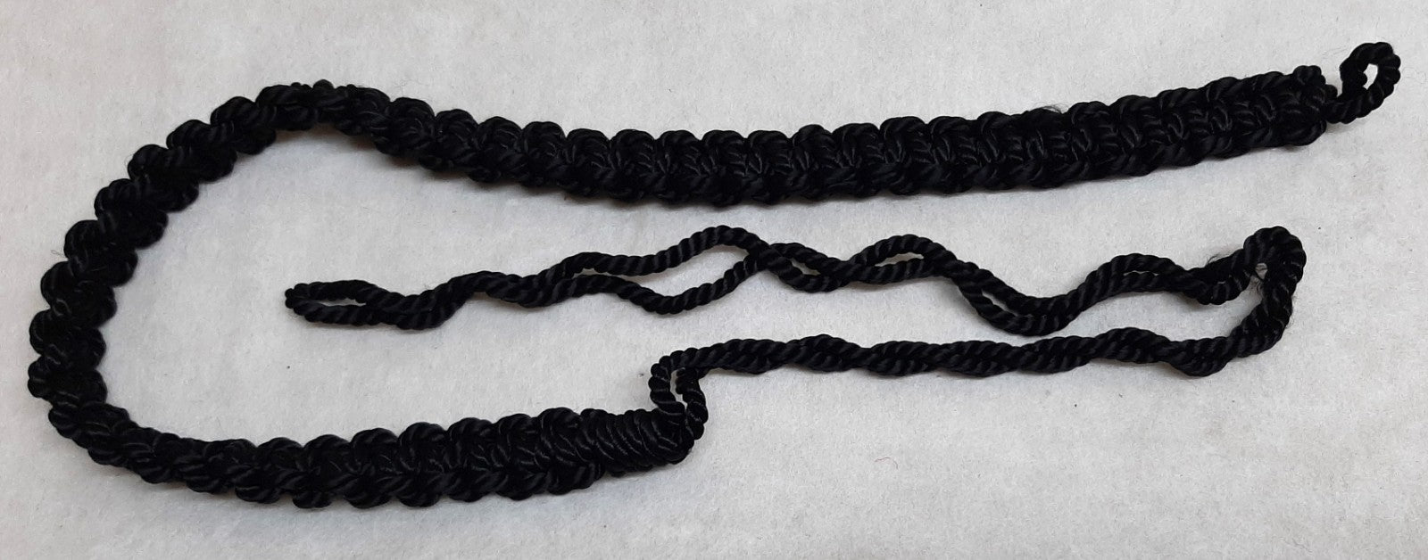 Black Lanyard 3 Ply Pleated Ceremonial and Parade British Made
