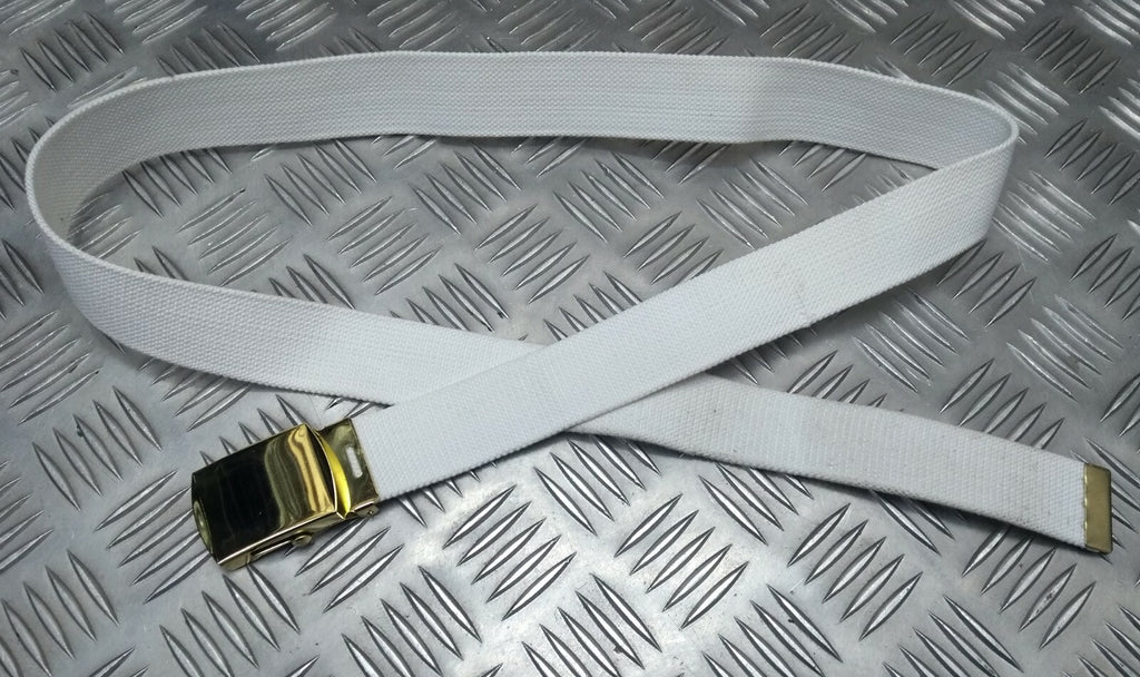 British White RN Trousers Belt 1¼" Roll Buckle Royal Navy Grade 1