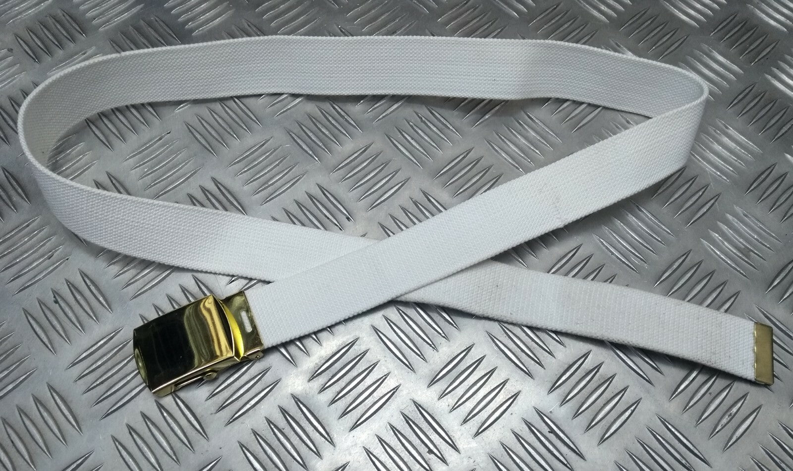 British White RN Trousers Belt 1¼" Roll Buckle Royal Navy Grade 1