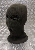 Three (3) Hole Knitted Balaclava, Very Warm - ARMY GREEN - Brand New
