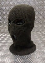 Three (3) Hole Knitted Balaclava, Very Warm - ARMY GREEN - Brand New