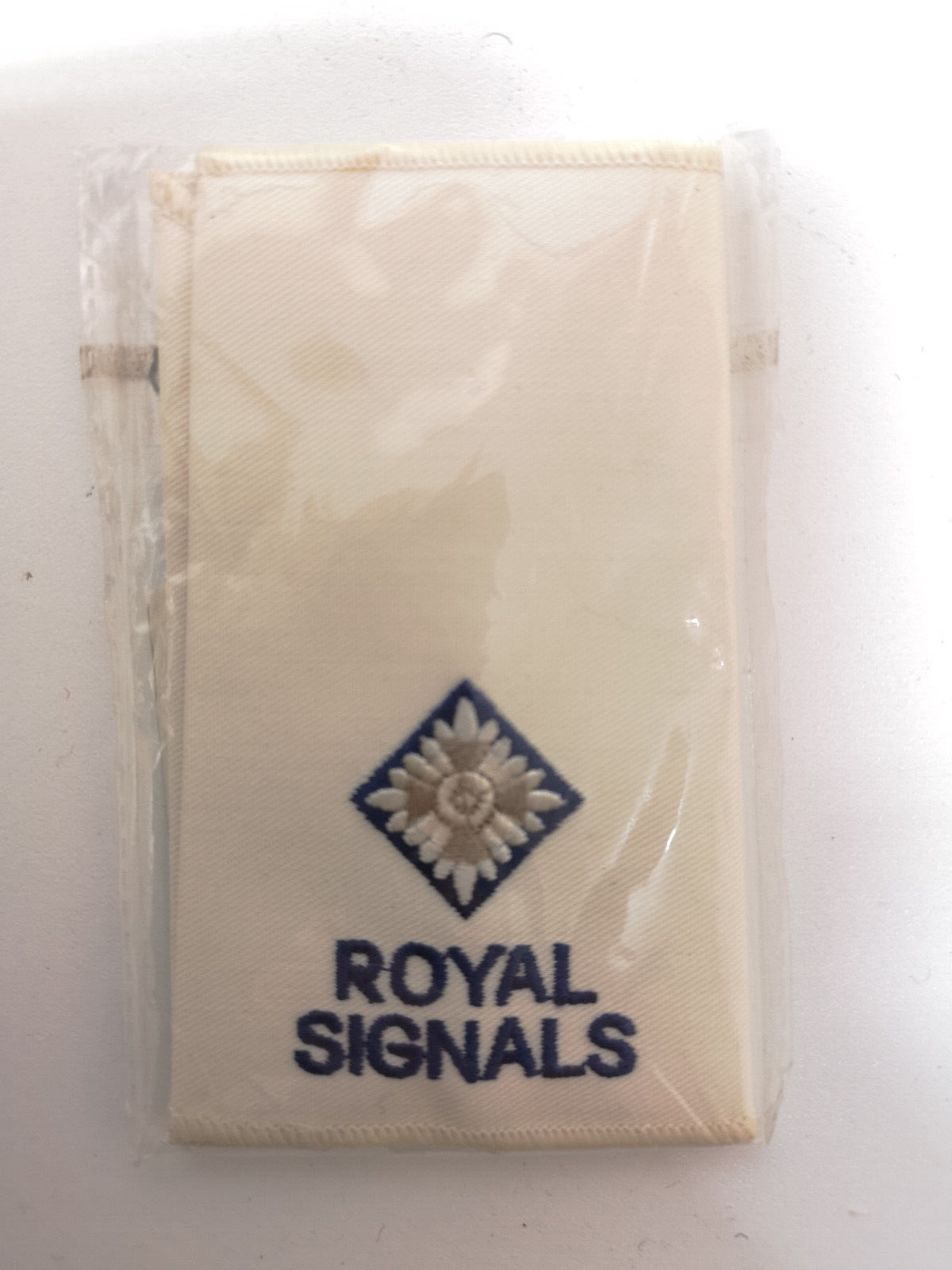 Royal Signals Cream Rank Slide with Dark Blue Edged Pip 2nd Lieutenant - NEW