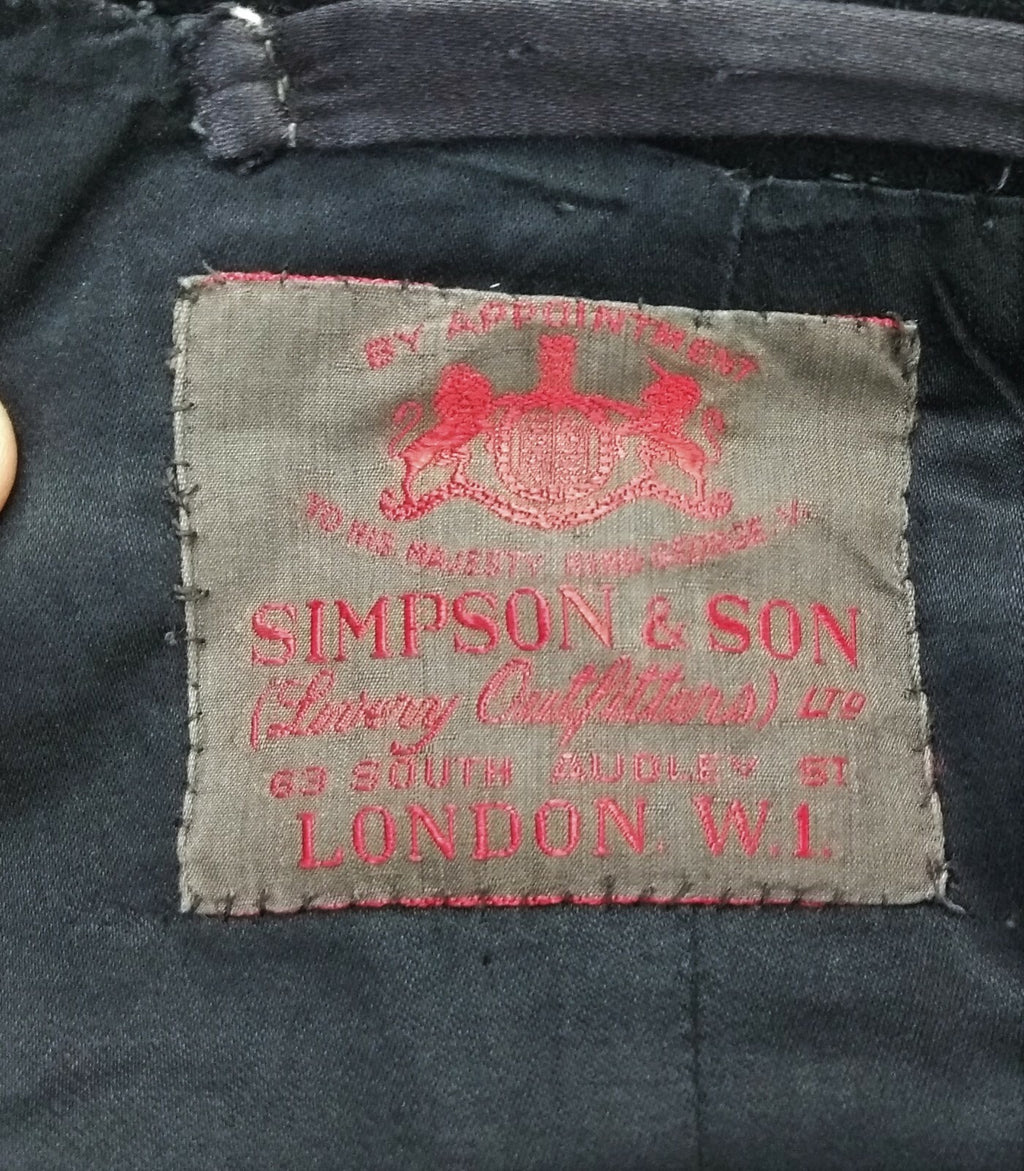 Vintage Long Coat Tailored by Simpson & Son London W1 No Buttons 1954 EBYT632