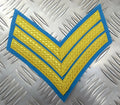 Genuine British Issue Gold 3 Bar Chevrons On Light Blue Felt