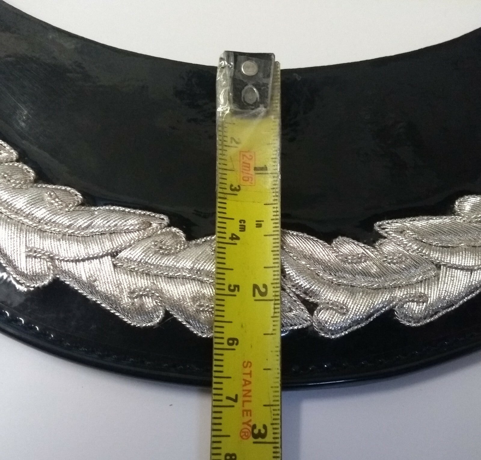 Genuine British Made Senior Officer Silver Decorative Braid Dress Cap Peak