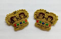 Army Crowns Gold With Crimson Padding Hand Embroidered H/E Insignia 5/8" 1 Pair