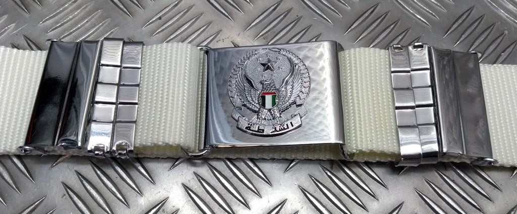 Abu Dhabi Belt White Nylon With Buckle For Ceremonial & Parade Duties
