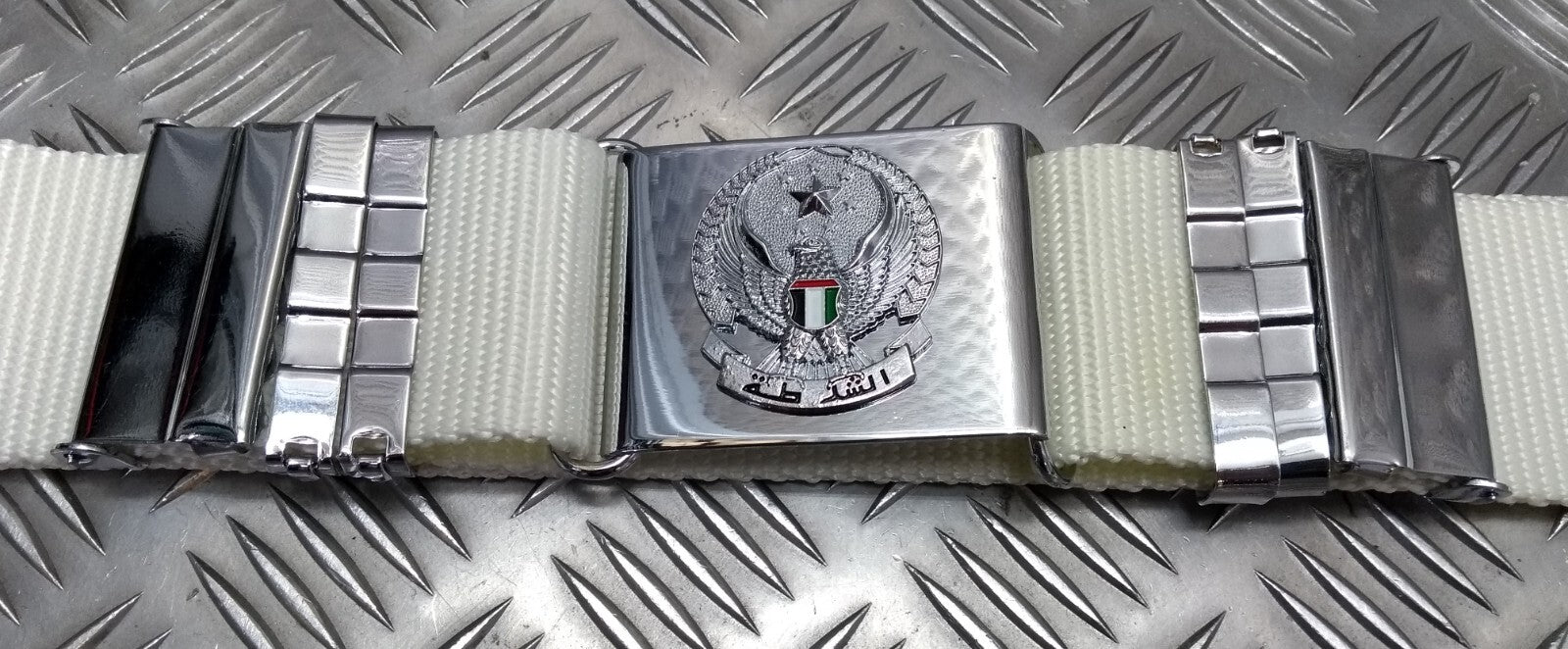 Abu Dhabi Belt White Nylon With Buckle For Ceremonial & Parade Duties
