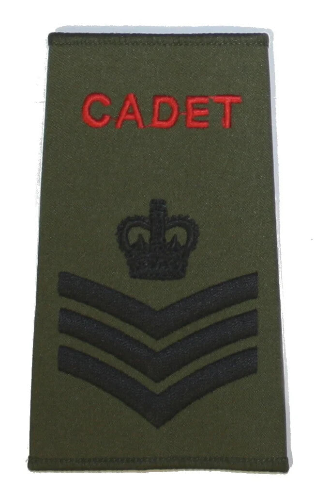 Genuine British Army OD Green Cadet Staff Sergeant Rank Slide / Epaulette NEW